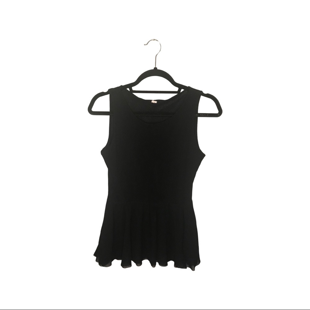 Black Mesh Fishnet Peplum Top